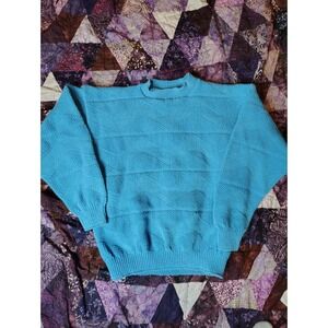 Vintage Honors Sweater Mens Small Blue Geometric 3D Print 90s Textured Cotton